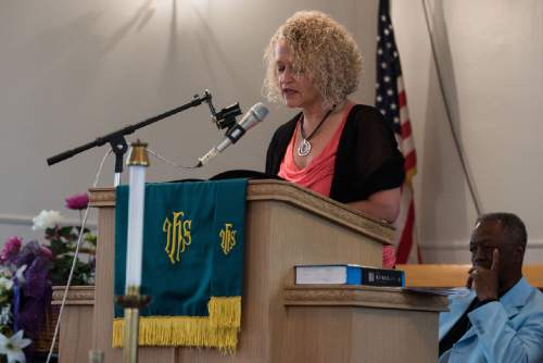 Niki Chan Wylie  |  Special to the Tribune

Salt Lake City Mayor Jackie Biskupski speaks to the congregation.