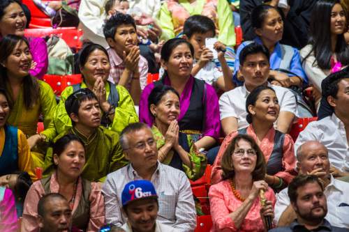 Chris Detrick  |  The Salt Lake Tribune
Members of the audience listen as the Dalai Lama speaks at the Huntsman Center at the University of Utah Tuesday June 21, 2016.