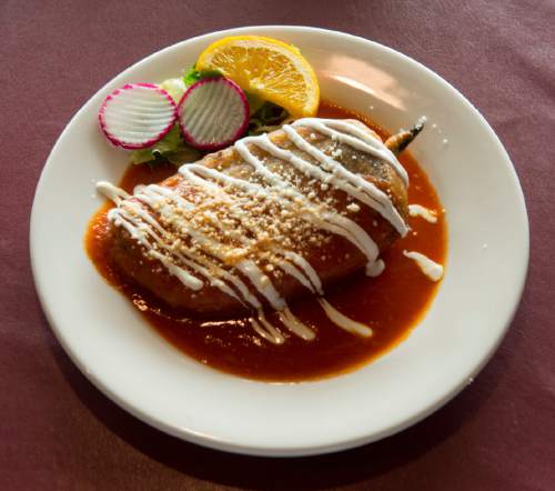 Rick Egan  |  The Salt Lake Tribune

The Chile Relleno at La Casa del Mole, Mexican restaurant in Cottonwood Heights. Friday, July 15, 2016.
