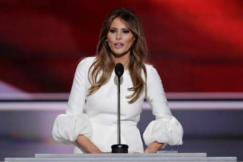 Melania Trump, wife of Republican Presidential Candidate Donald Trump, speaks during the opening day of the Republican National Convention in Cleveland, Monday, July 18, 2016. (AP Photo/J. Scott Applewhite)
