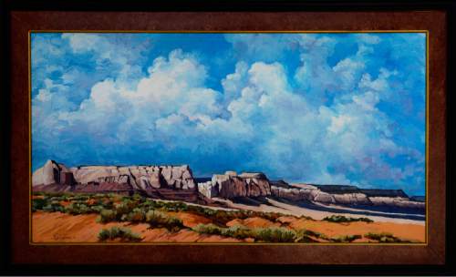 Scott Sommerdorf   |  The Salt Lake Tribune  
One of artist Ron Larson's works in his new "Vistas and Visions of the Colorado Plateau" show opening at the George S. & Dolores Dore Eccles Art Gallery at SLCC.