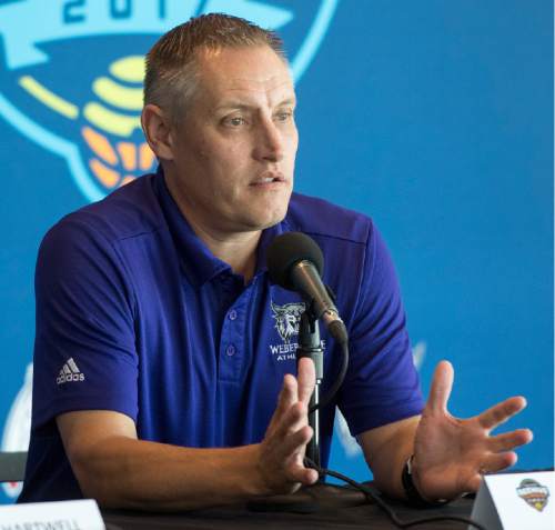Rick Egan  |  The Salt Lake Tribune

Jerry Bovee, Athletic Director, Weber State University, talks about the new basketball showcase, featuring BYU, Utah, USU, and Weber State, at Vivint Smart Home Arena, Thursday, July 21, 2016.