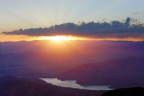 Lennie Mahler  |  The Salt Lake Tribune

The sunrise seen from the summit of Mount Timpanogos on Sunday morning, July 24, 2016.