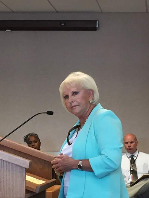 Kathy Stephenson  |  The Salt Lake Tribune

Sen. Karen Mayne, D-West Valley City, tells the DABC commission on Tuesday that she is reviving  a bill that would create a more stable funding source for the liquor department.