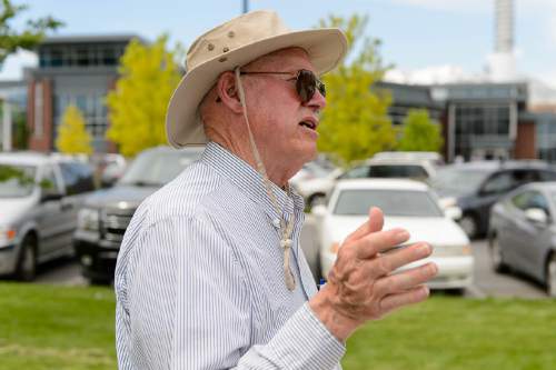 Trent Nelson  |  Tribune file photo
Phillip Hinckley on the sidewalk outside the Provo Recreation Center in Provo, Thursday June 2, 2016. People pushing a petition seeking to stop a controversial transit project say the police have been chasing them off public property at the Provo Recreation Center.