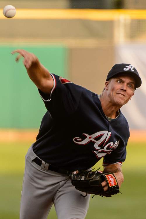 Trent Nelson  |  The Salt Lake Tribune
Zack Greinke pitches for the Reno Aces, in baseball action vs. the Salt Lake Bees in Salt Lake City, Wednesday August 3, 2016.