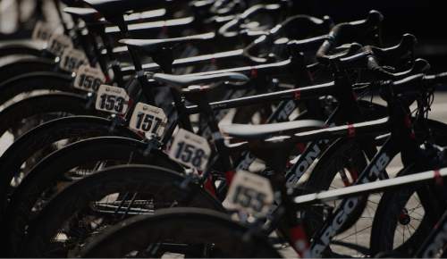 Leah Hogsten  |  The Salt Lake Tribune
Bikes are at the ready at the start of Stage 6 of the Tour of Utah on Saturday, August 6, 2016 that took cyclists on a 114-mile ride with over 11,000 feet of climbing from Snowbasin Ski Resort to Snowbird.