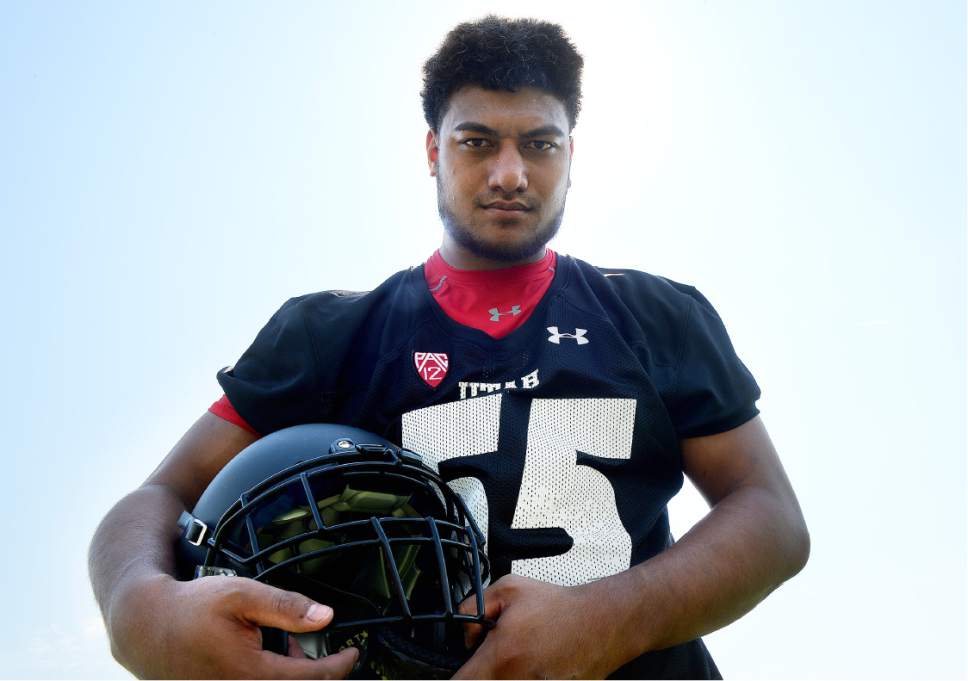 Scott Sommerdorf   |  The Salt Lake Tribune  
Utah LB Kavika Luafatasaga poses for a photo after practice, Thursday, August 4, 2016.