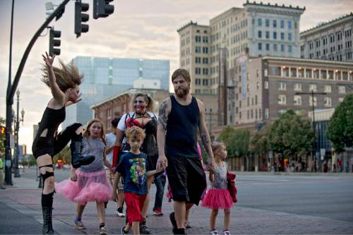 Lennie Mahler  |  The Salt Lake Tribune

Zombies take to the streets in the 9th annual SLC Zombie Walk in downtown Salt Lake City, Sunday, Aug. 7, 2016.