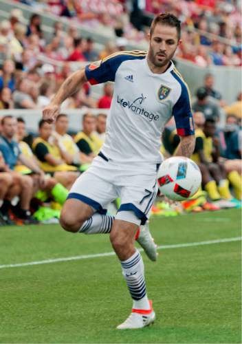 Michael Mangum  |  Special to the Tribune

Real Salt Lake forward Yura Movsisyan (14) settles the ball near the corner during their international friendly against Inter Milan at Rio Tinto Stadium in Sandy, Utah on Tuesday, July 19th, 2016.