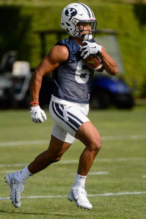 Trent Nelson  |  The Salt Lake Tribune
BYU's Trey Dye at the first BYU fall camp practice under new coach Kalani Sitake, Friday August 5, 2016 in Provo.