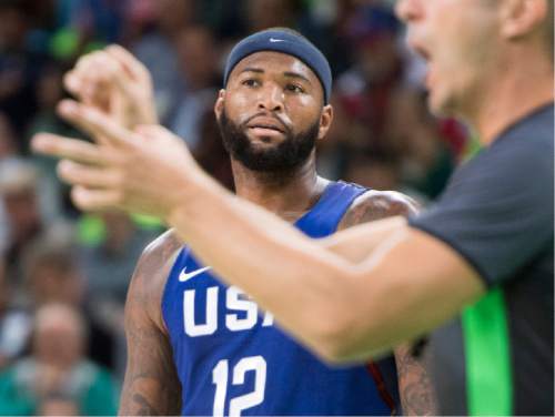 Rick Egan  |  The Salt Lake Tribune

Demarcus Cousins (12) of United States is called for his fourth personal foul, he was in foul trouble most of the game, in Olympic basketball action, USA vs. Australia,  in Rio de Janeiro, Wednesday, August 10, 2016.