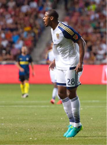 Michael Mangum  |  Special to the Tribune

Real Salt Lake defender Chris Schuler (28) yells to his team during their international friendly against Inter Milan at Rio Tinto Stadium in Sandy, Utah on Tuesday, July 19th, 2016. Inter won on a last second goal 2-1.