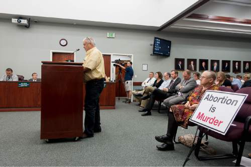 Trent Nelson  |  The Salt Lake Tribune
West Jordan resident Steve Jones speaks at a public hearing, Wednesday August 10, 2016. The Redevelopment Agency of West Jordan took comments on the proposal to create an economic development area to attract a massive Facebook storage facility and surrounding development by providing up to $240 million in tax incentives.