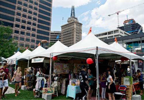 Lennie Mahler  |  The Salt Lake Tribune

Crowds stroll through the Craft Lake City DIY Festival in downtown Salt Lake City on Saturday, Aug. 8, 2015. The festival, which features local arts, crafts, food vendors and live local music performances, takes place Aug. 12-14 for its eighth run this year.