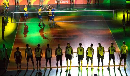 Rick Egan  |  The Salt Lake Tribune

The Brazil men's volleyball team is introduced before the USA vs. Brazil Olympic volleyball game, in Rio de Janeiro, Thursday, August 11, 2016.