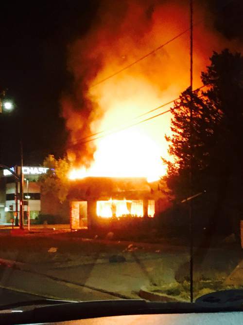 Courtesy of Salt Lake City Fire Department
Salt Lake City firefighters say a former Sizzler restaurant went up a flames early Friday morning. Cause under investigation, but transients had been seen camping in and around the structure of late.