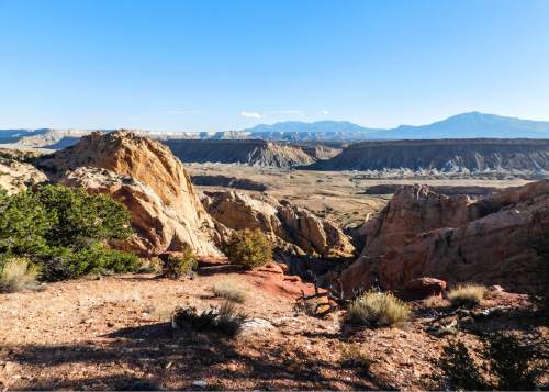 Erin Alberty  |  The Salt Lake Tribune

A plateau near the Burr Trail offers a view of the topography into the distance Oct. 5, 2015 in Capitol Reef National Park.