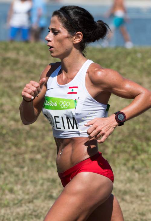 Rick Egan  |  The Salt Lake Tribune

Chirine Njeim, runs for Lebanon, in the Women's Marathon, in Rio de Janeiro Brazil, Sunday, August 14, 2016.
