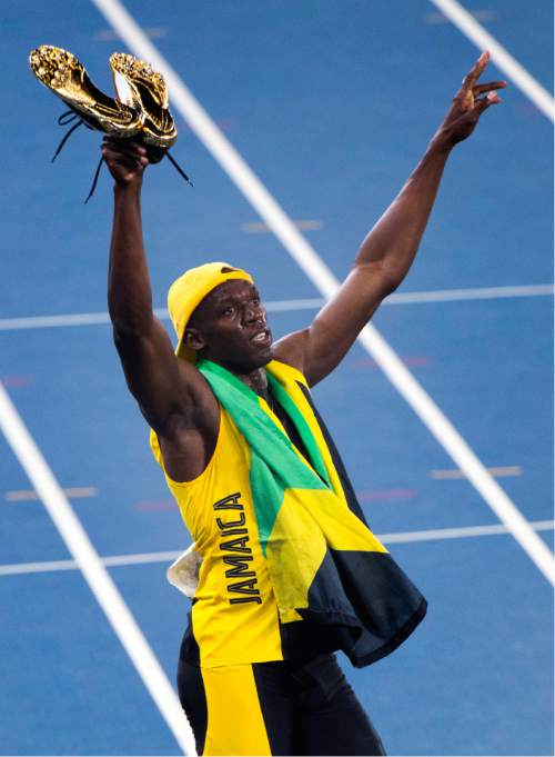 Rick Egan  |  The Salt Lake Tribune

Usain Bolt makes history with his third successive Olympic 100m gold medal as he wins the mens 100m at The Olympic Stadium in Rio de Janeiro, Sunday, August 14, 2016.