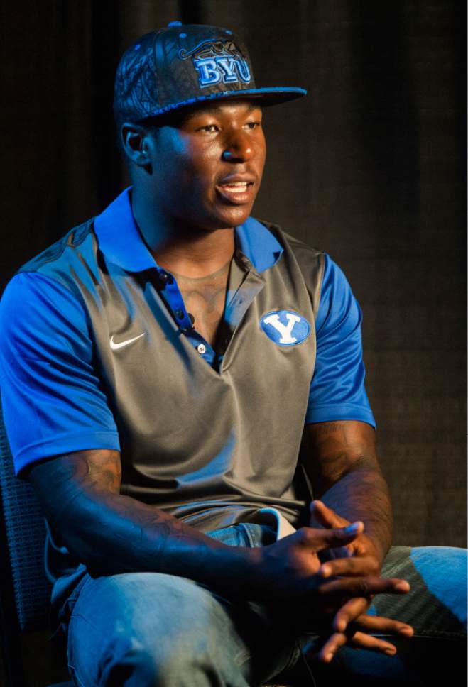 Rick Egan  |  The Salt Lake Tribune

Jamaal Williams talks to reporters at the annual football media day at the Broadcasting Building,Thursday, June 30, 2016.
