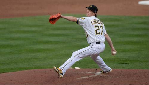 Scott Sommerdorf   |  The Salt Lake Tribune  
Former San Francisco Giants and Los Angeles Angels pitcher Tim Lincecum makes his first start in Salt Lake for the Salt Lake Bees, Monday, August 15, 2016.