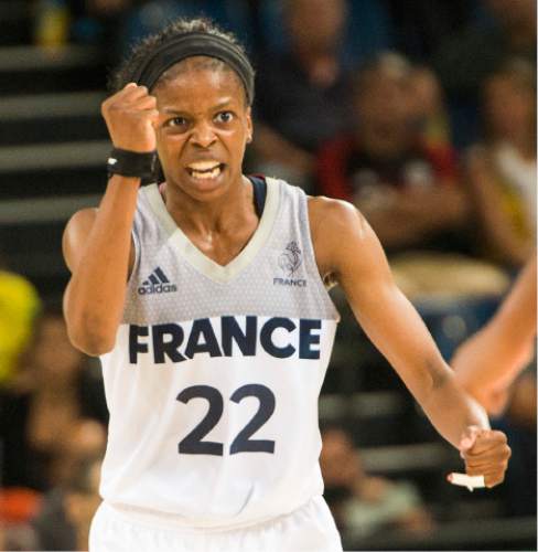 Rick Egan  |  The Salt Lake Tribune

Olivia Epoupa (22) reacts as France extend their lead, in Olympic Women's basketball action, Canada vs. France, in Rio de janeiro, Tuesday, August 16, 2016.