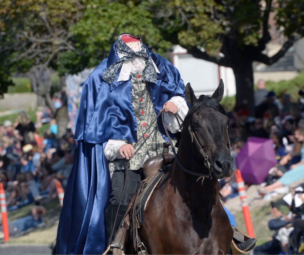 Al Hartmann  |  The Salt Lake Tribune 
Headless horseman rides in the Day's of 47 parade in downtown Salt Lake City Monday July 25 celebrating Utah's heritage and spirit.