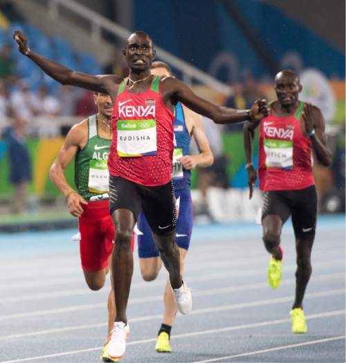Rick Egan  |  The Salt Lake Tribune

David Rudisha wins the gold medal for Kenya in the 800m, at the Olympic Stadium, in the pole vault, Monday, August 15, 2016.