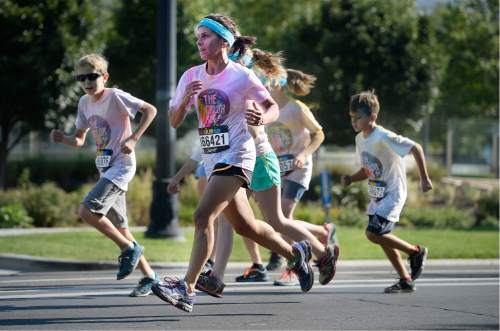 Scott Sommerdorf   |  The Salt Lake Tribune  
The Color Run, billed as "the largest 5K event series in the world" brought its 2016 tour theme, "The Color Run Tropicolor World Tour" to Salt Lake City, Saturday, August 20, 2016.