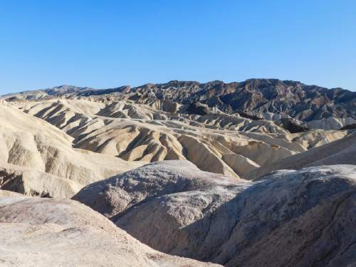 Erin Alberty  |  The Salt Lake Tribune

Mounds of rock ripple near Zabriskie Point on April 2 at Death Valley National Park.