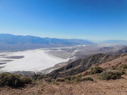 Erin Alberty  |  The Salt Lake Tribune

Badwater Basin sprawls below Dante's View on April 2 in Death Valley National Park.
