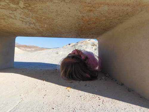 Erin Alberty  |  The Salt Lake Tribune

The author's daughter finds some shade April 2 near Zabriskie Point at Death Valley National Park.