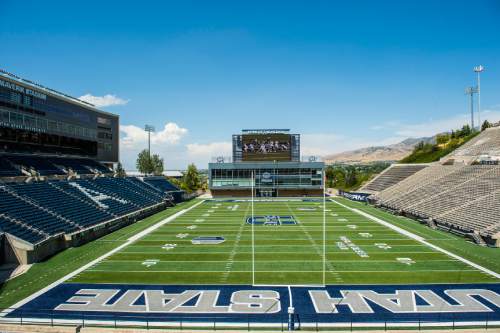 Chris Detrick  |  The Salt Lake Tribune
Merlin Olsen Field at Maverik Stadium at Utah State University Wednesday August 17, 2016.