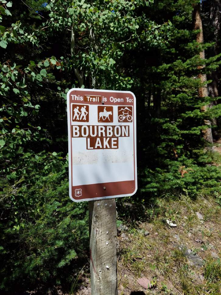 Jessica Miller  |  The Salt Lake Tribune

Trailhead marker for Bourbon Lake trail.