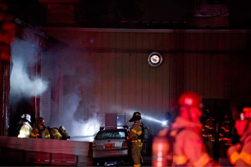 Lennie Mahler  |  The Salt Lake Tribune

Emergency crews respond to a fire in a warehouse near downtown Salt Lake City on Monday, Aug. 22, 2016.