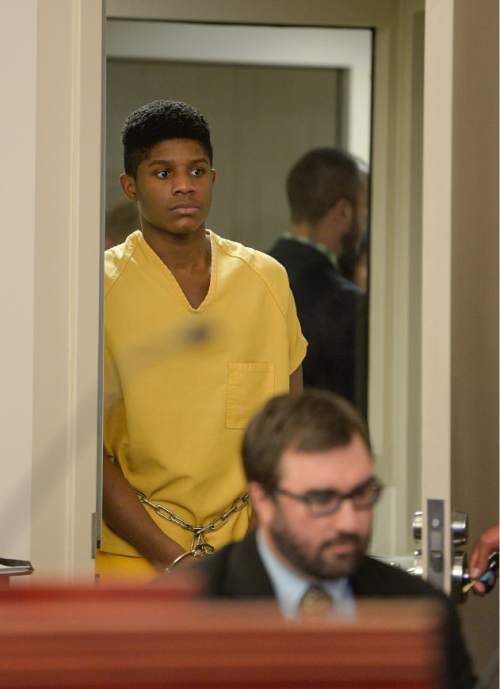 Francisco Kjolseth | The Salt Lake Tribune
The 4-day preliminary hearing begins for Gerald R. Grant, a 20-year-old Florida man charged with shooting and killing three people inside an SUV in February in South Salt Lake. Grant appeared at the Matheson Courthouse in Salt Lake City on Monday, Aug. 22, 2016, before judge James Blanch.