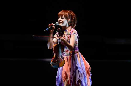 Scott Sommerdorf   |  The Salt Lake Tribune
Lindsey Stirling performs before a sold-out crowd Friday at Red Butte Garden, Friday, May 29, 2015.