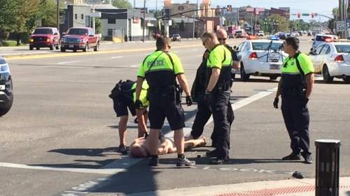 Courtesy of KUTV News

Salt Lake City police used a Taser to subdue a naked man cavorting through downtown traffic on Monday afternoon.