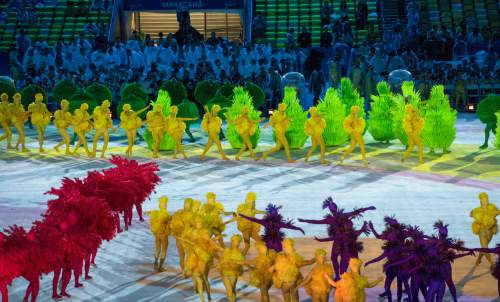Rick Egan  |  The Salt Lake Tribune

Dancers pay tribute to Brazilian artist Roberto Burle Marx, at the Olympic Closing Ceremonies, at Maracanã Stadium, in Rio de Janeiro, Sunday, August 21, 2016.