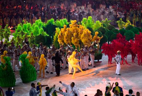 Rick Egan  |  The Salt Lake Tribune

Dancers perform to iconic samba songs, at the Olympic Closing Ceremonies, at Maracanã Stadium, in Rio de Janeiro, Sunday, August 21, 2016.