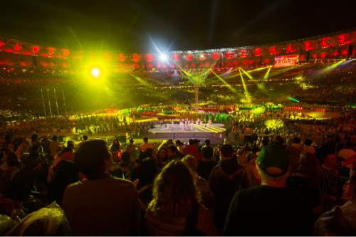 Rick Egan  |  The Salt Lake Tribune

The crowd dances to the "Cidade Maravilhosa" at the Olympic Closing Ceremonies, at Maracanã Stadium, in Rio de Janeiro, Sunday, August 21, 2016.