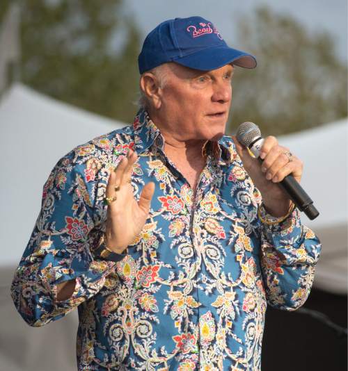 Rick Egan  |  The Salt Lake Tribune

Mike love sings for The Beach Boys, as they play the bandstand at the Utah State Fair, Monday, September 8, 2014