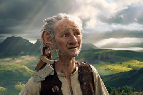 FILE - This image released by Disney shows Ruby Barnhill and the Big Friendly Giant from Giant Country, voiced by Mark Rylance, in a scene from"The BFG." Spielberg's "The BFG" seemed a surefire combination of director and material, but it hasn't made much more than its $140 million production budget globally. (Disney via AP, File)