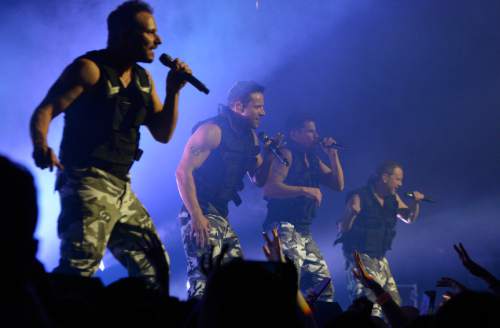 Leah Hogsten  |  The Salt Lake Tribune
The reunited '90s boy band 98 Degrees -- made up of brothers Nick and Drew Lachey, Justin Jeffre and Jeff Timmons -- bring their MY2K Tour to the Maverik Center in West Valley City on Tuesday, August 23, 2016. Fellow boy band O-Town, pop-rock singer Ryan Cabrera and girl band Dream also performed.