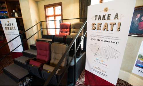 Steve Griffin / The Salt Lake Tribune

New seating is on display during press conference for Sandy's new Hale Centre Theatre during kick-off of  the theater's "Play your Part" public fundraising campaign in West Valley City Thursday August 25, 2016.