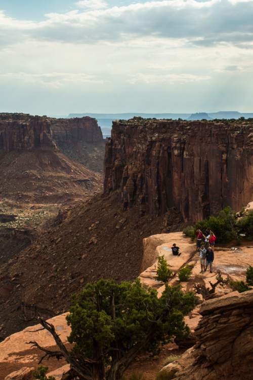 Chris Detrick  |  The Salt Lake Tribune
Visitors look and take pictures at Grand View Point in the Island in the Sky District at Canyonlands National Park Wednesday August 24, 2016.