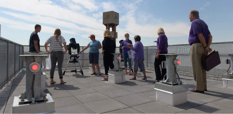 Leah Hogsten  |  The Salt Lake Tribune
Visitors tour the Public Observatory of Tracy Hall Science Center on the campus of Weber State University after the completion of the Science Center for scientific, mathematical and engineering learning and research, Wednesday, August 24, 2016.