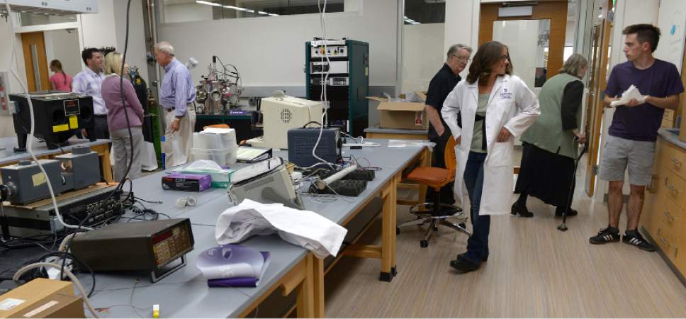 Leah Hogsten  |  The Salt Lake Tribune
Visitors tour the labs of Tracy Hall as Weber State University celebrated the completion of the Science Center for scientific, mathematical and engineering learning and research, Wednesday, August 24, 2016.