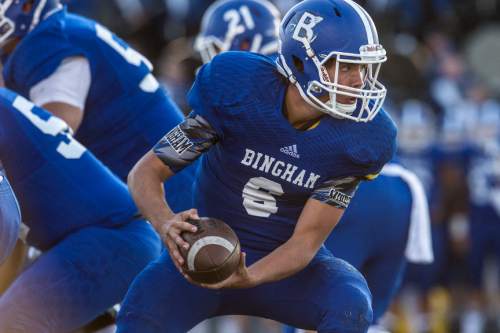 Chris Detrick  |  The Salt Lake Tribune
Bingham's Matt Degn (6) during the game at Bingham High School Friday August 26, 2016.
